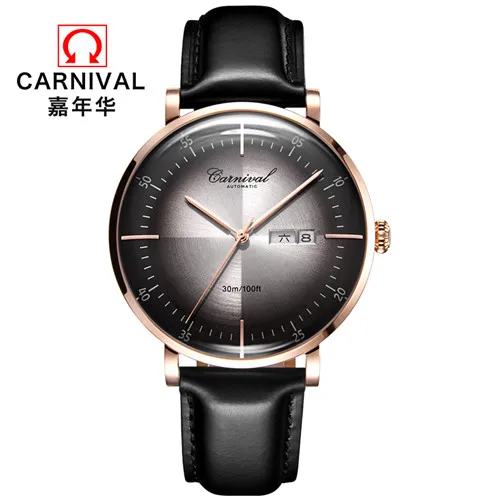 Gold gray C8894 Роскошные брендовые швейцарские карнавальные механические часы MIYOTA, мужские водонепроницаемые часы с кожаным ремешком, мужские часы, часы reloj hombre - Цвет: Gold gray C8894