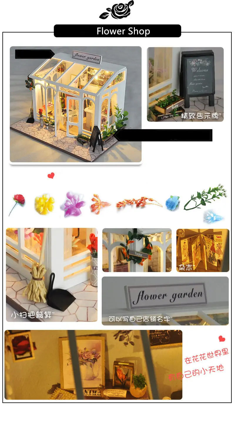 WINCO Деревянный Diy Кукольный дом игрушка миниатюрная коробка головоломка кукольный домик Diy Набор мебель цветок торт магазин модель подарок игрушка для детей