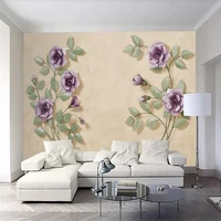 3d three dimensional purple rose background wall professional production mural high grade wall covering wallpaper