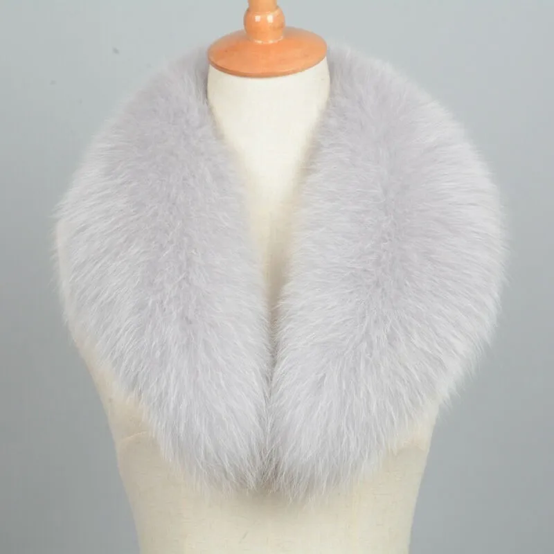 Light Grey Кожаный меховой воротник женский зимний натуральный мех лисы воротник модный теплый тонкий женский Мягкий шарф пальто воротник - Цвет: Light Grey
