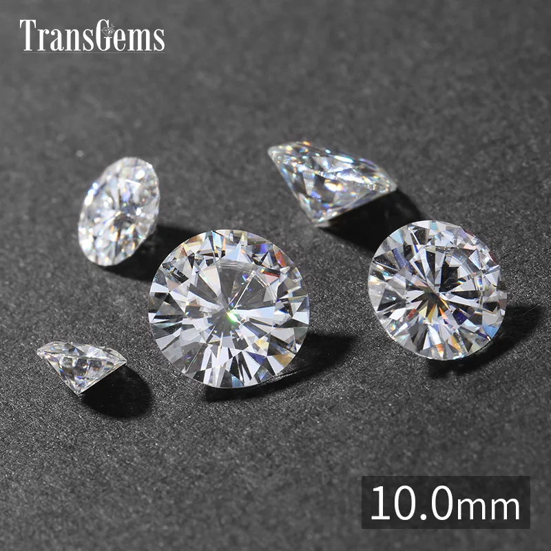 Муассанит TransGems 1 шт. диаметром 10 мм эквивалент камня бриллианта масса 4 карата
