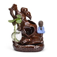 small mountain brown backflow incense burner porcelain smoke waterfall incense holder aromatherapy home office table decor