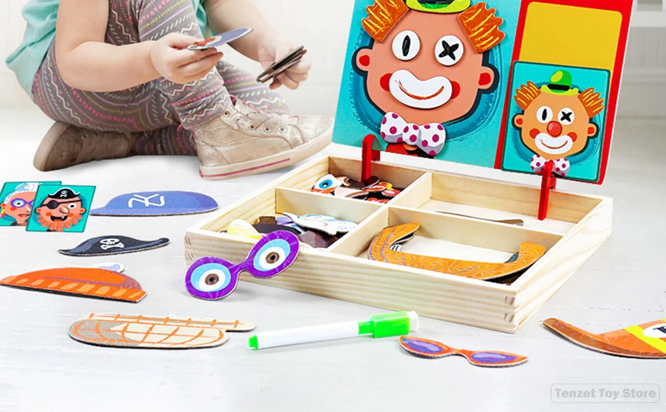 Игра-головоломка, деревянные игрушки для детей, многофункциональная головоломка, магнитная нашивка