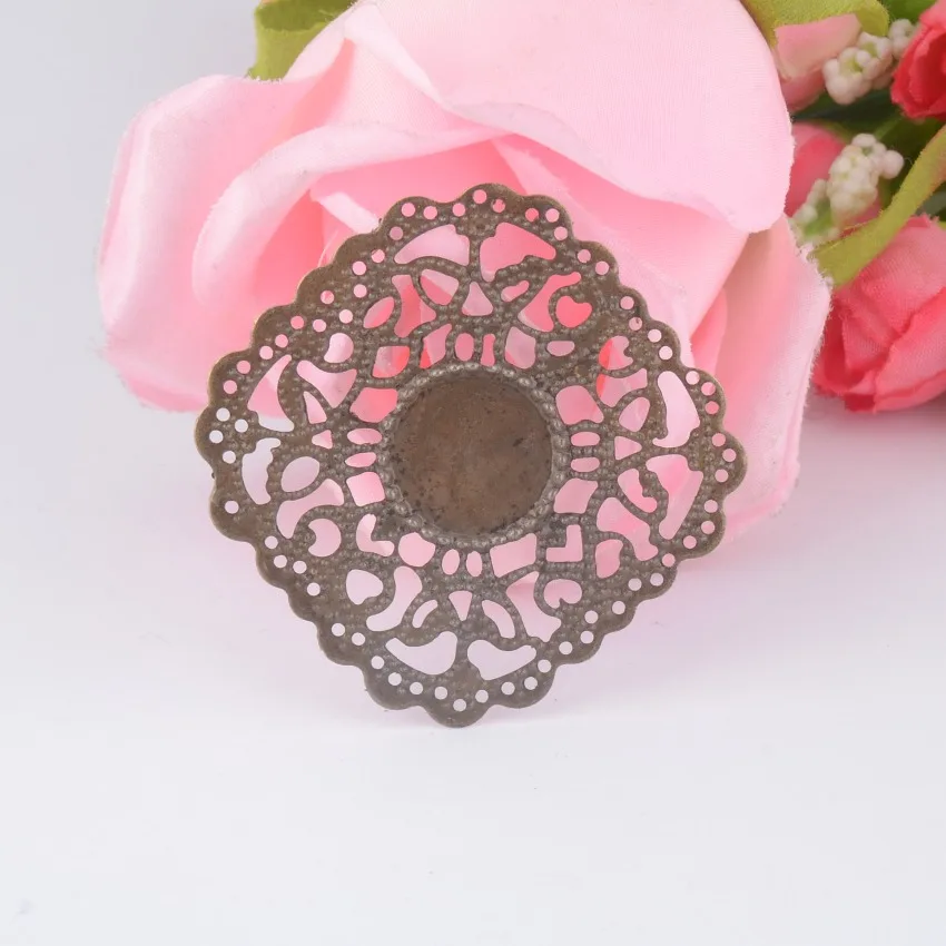 

Free shipping Retail 5Pcs Antique Bronze Filigree Wraps Connectors Metal Crafts Gift Decoration DIY Findings 4.3x4.3cm F0355