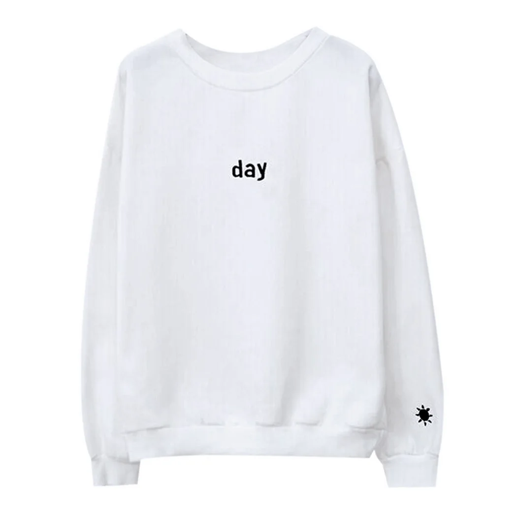 Fashion Day And Night Letter Hoodie Sweatshirts Autumn Women Pullover Sweatshirt Tracksuits Streetwear Feminino Sudadera Mujer | Женская