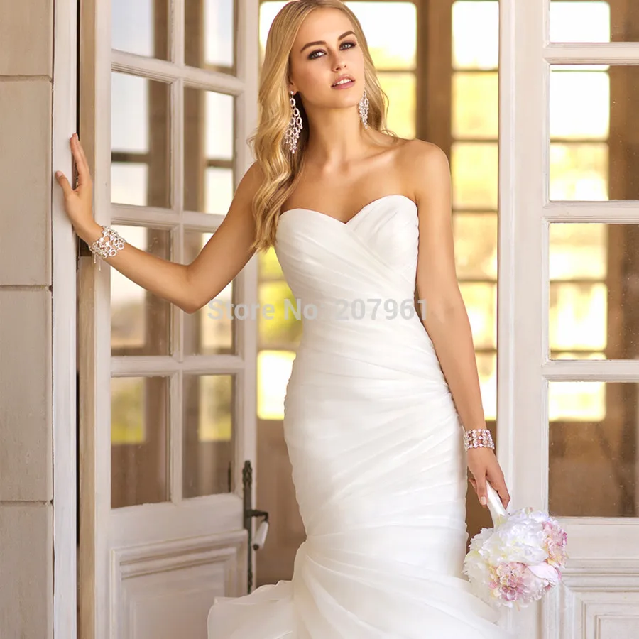 

New Fashion Bridal Gown Custom Made Organza Simple Elegant MermaidInventory exempt postage Wedding Dress 2016 Vestidos De Novia