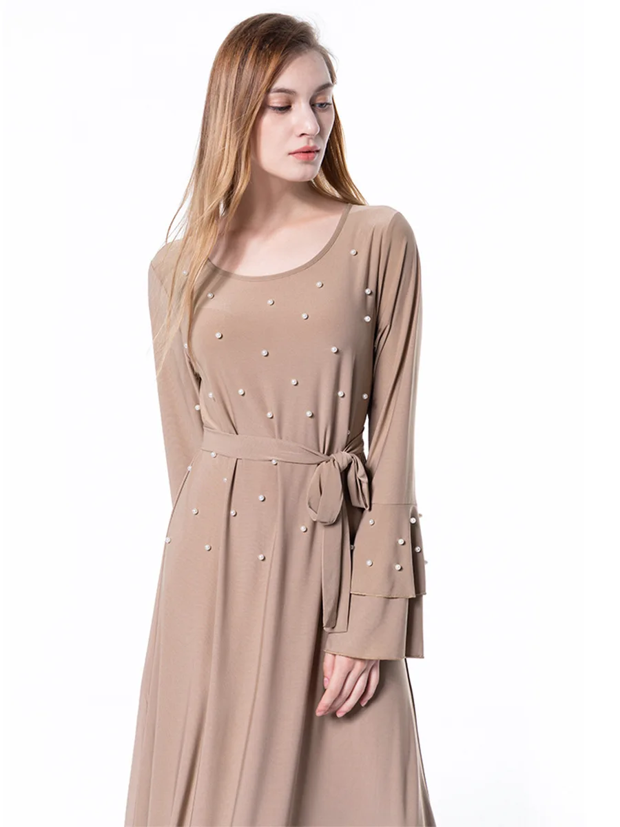 Дубай абайя мусульманский женский кафтан арабский Vestidos Турция Бисероплетение Макси хиджаб платье кафтан Elbise халат турецкая исламская одежда
