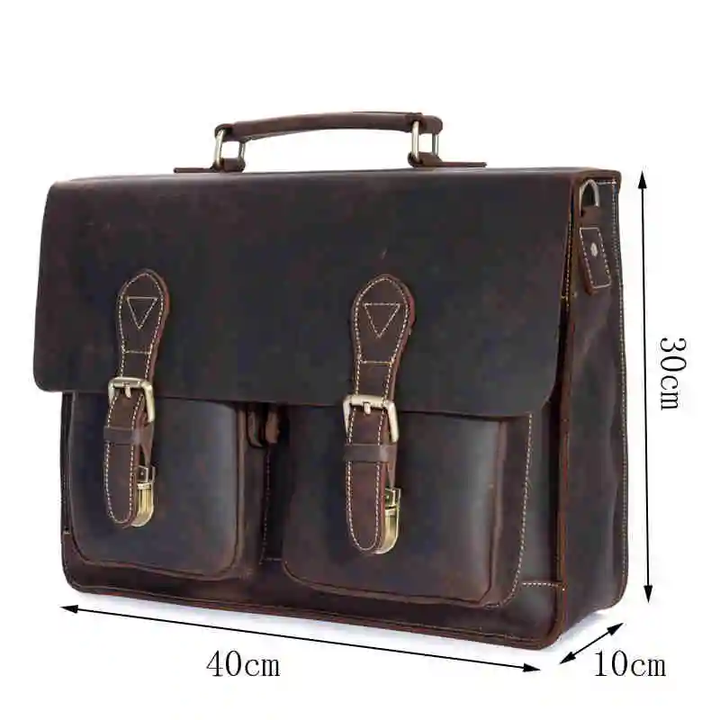 1061 Dark brown Кожаная сумка для ноутбука, портфель, сумка для компьютера, Ретро стиль, Crazy Horse, много карманов, 15,6 дюймов, Воловья кожа, сумка через плечо для мужчин, 1061 19 - Цвет: 1061 Dark brown