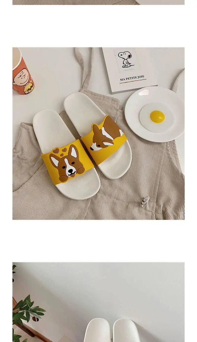 Все YIXIE/Новинка года; женские тапочки; модные летние милые женские повседневные шлепанцы в стиле корги; пляжные шлепанцы; женская домашняя обувь