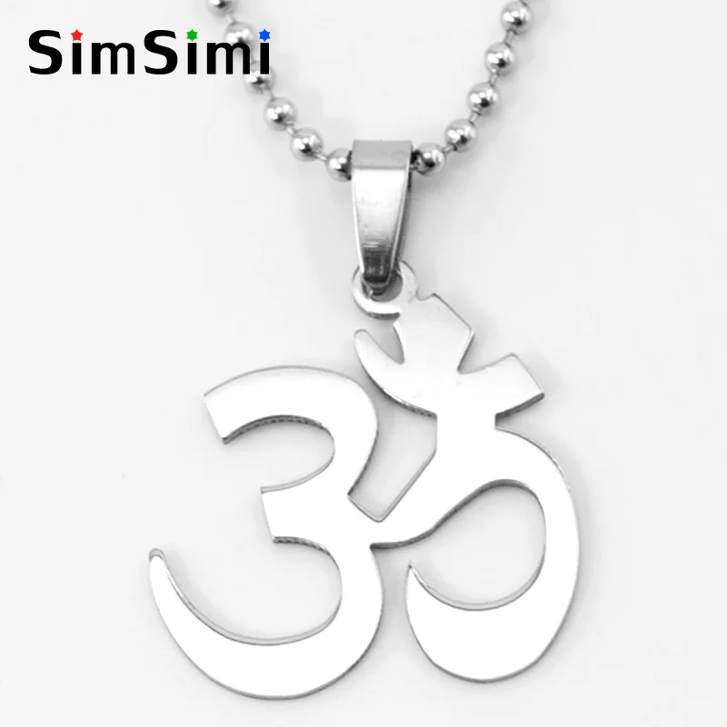 

50pcs Fashion DIY jewelry high polish Hinduism symbol Pendant stainless steel Metal Necklace for men women wholesale price