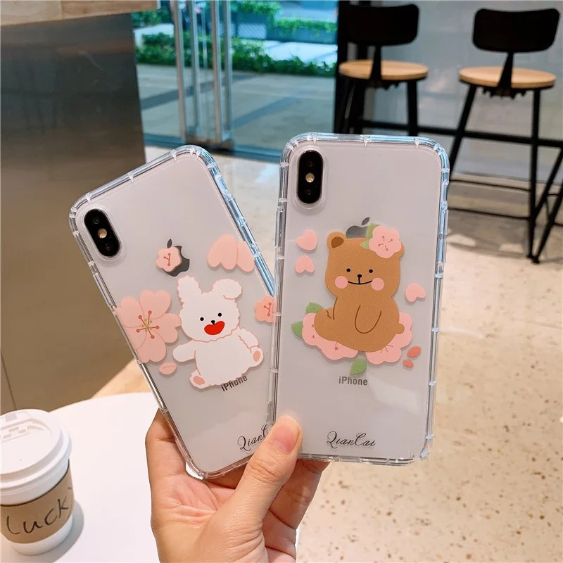 Чехол с мишками в Корейском стиле для iPhone 8 6 6s 7 plus xs max милый корейский чехол