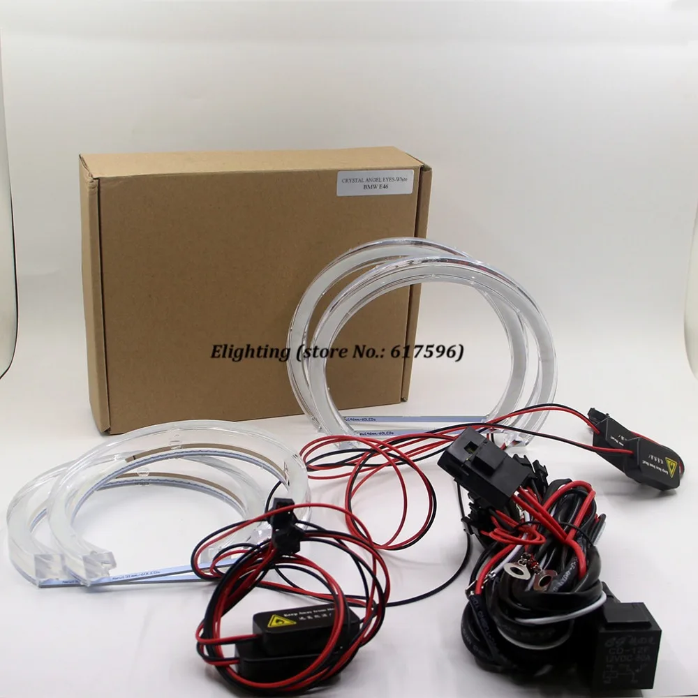 DTM M4 Стиль Кристалл SMD СВЕТОДИОДНЫЙ ангельские глазки Halo кольца фары DRL для BMW E46