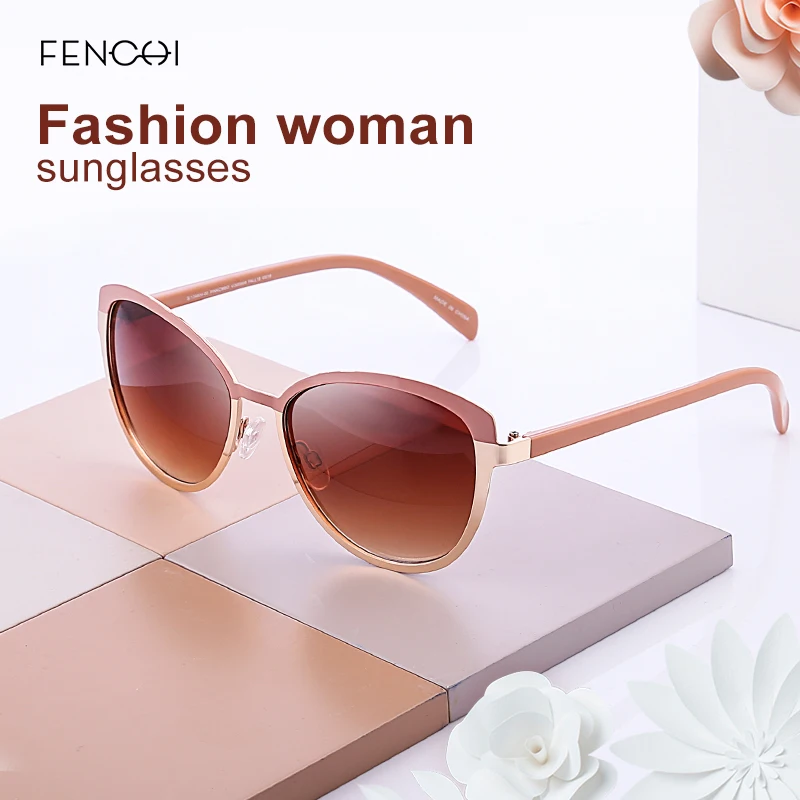 

Солнцезащитные очки женские FENCHI, поляризационные, металлические, винтажные, солнцезащитные очки «кошачий глаз»