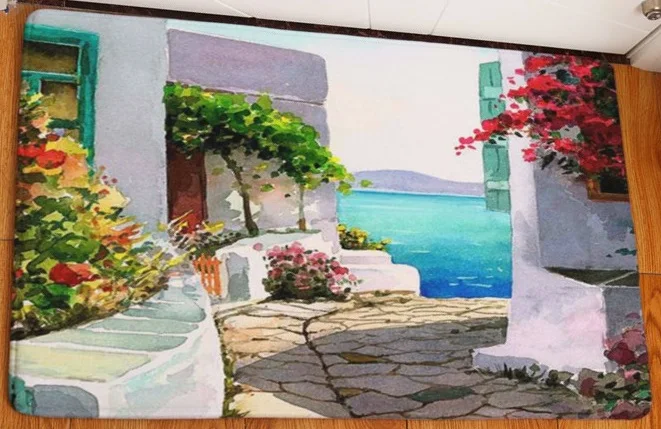 CAMMITEVER сине белый городской моющийся коврик SIDI BOU|mat mat|blue bedroom rugsrug white |