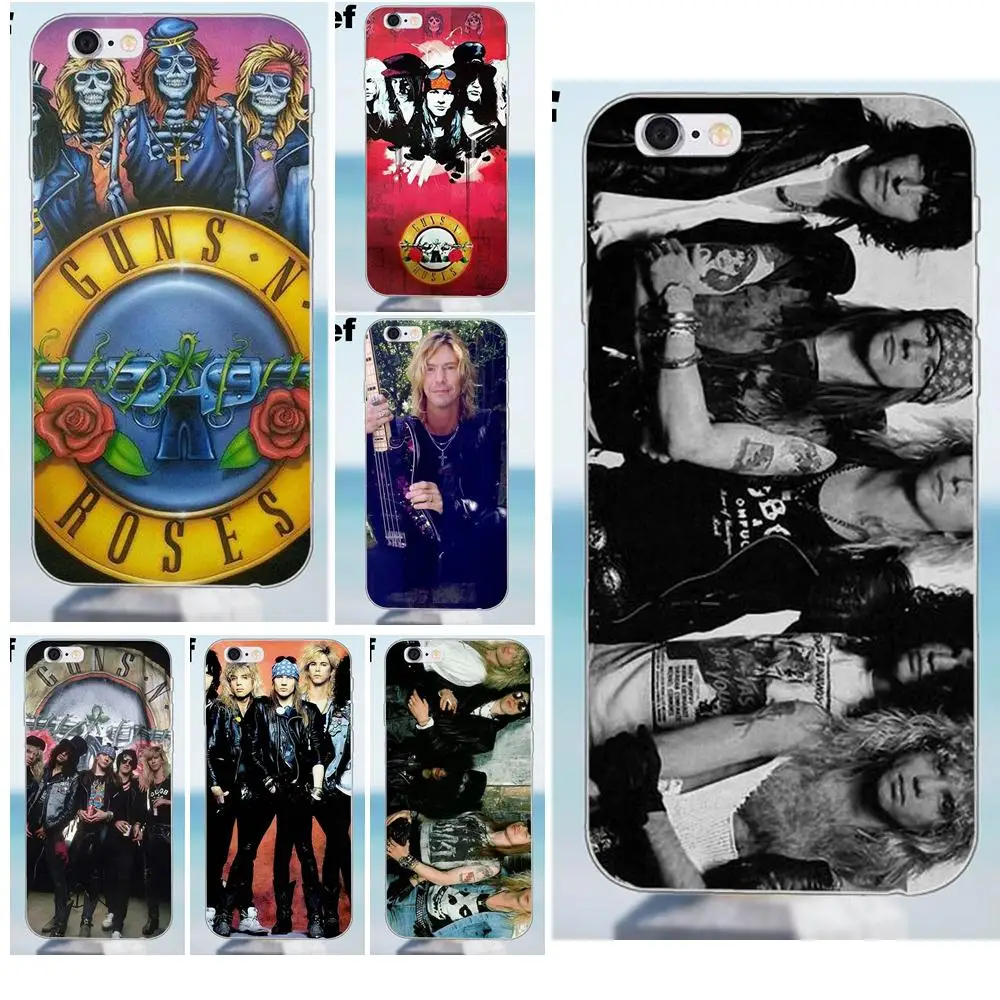 Suef Guns N Roses Rock Band Мягкая Мода для iPhone 4 4S 5 5S 5C SE 6 6S 7 8 Plus X Samsung Galaxy J1 J3 J5 J7 A3 A5 2016 2017 |
