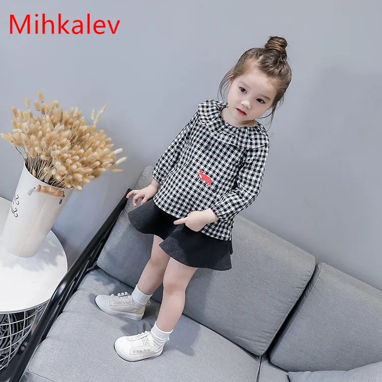 Mihkalev/хлопковая рубашка для маленьких девочек платье От 2 до 8 лет клетчатые