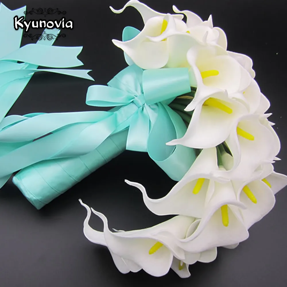 Kyunovia каплевидный Каскадный букет Искусственные цветы белая Калла Лилия длинный цветок букет Свадебный букет свадебные букеты D73