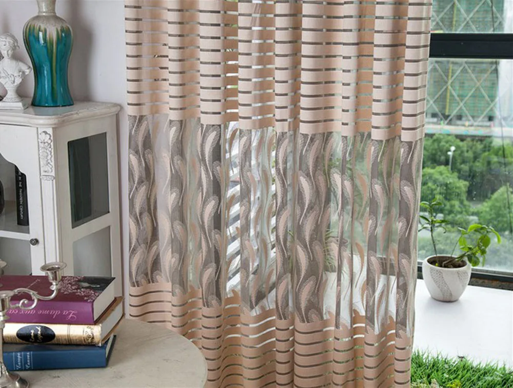 100X200CM Creative Smooth Curtains Striped Feather Window Screens Special Door Balcony Curtain Panel Home Sheer Cover Mysteri D1
