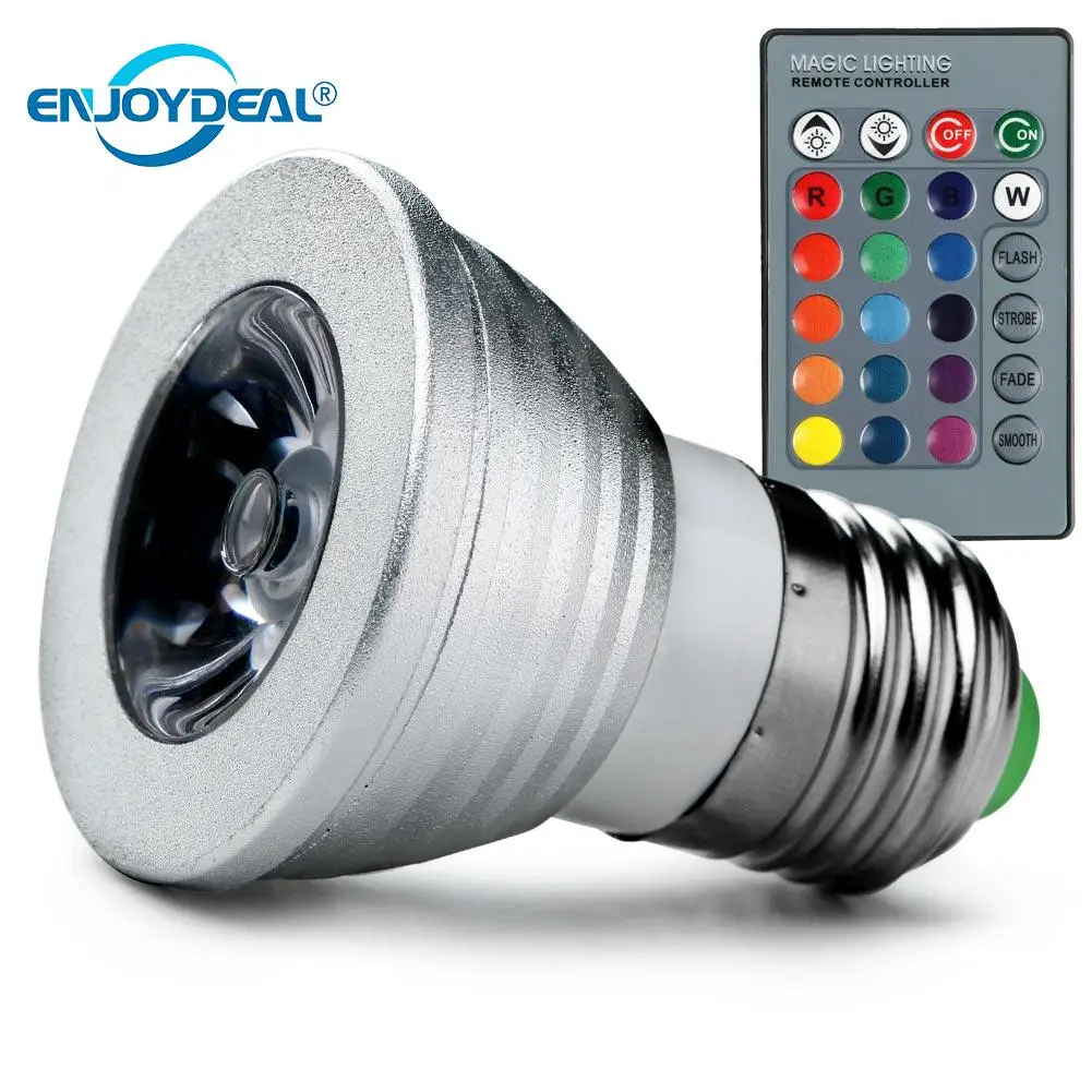 Новейшая Энергосберегающая светодиодная RGB лампочка E27/GU10/MR16 3 Вт прожектор с 16