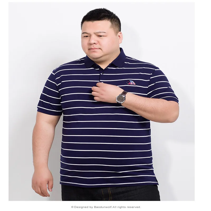 Мужская полосатая рубашка поло размера плюс 10XL 8XL 6XL 5XL 4XL новая летняя брендовая