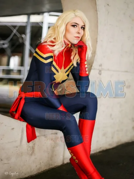 Новейший MsMarvel Carol Danvers Женский костюм супергероя Марвел Капитан косплей зентай костюм для взрослых/детей