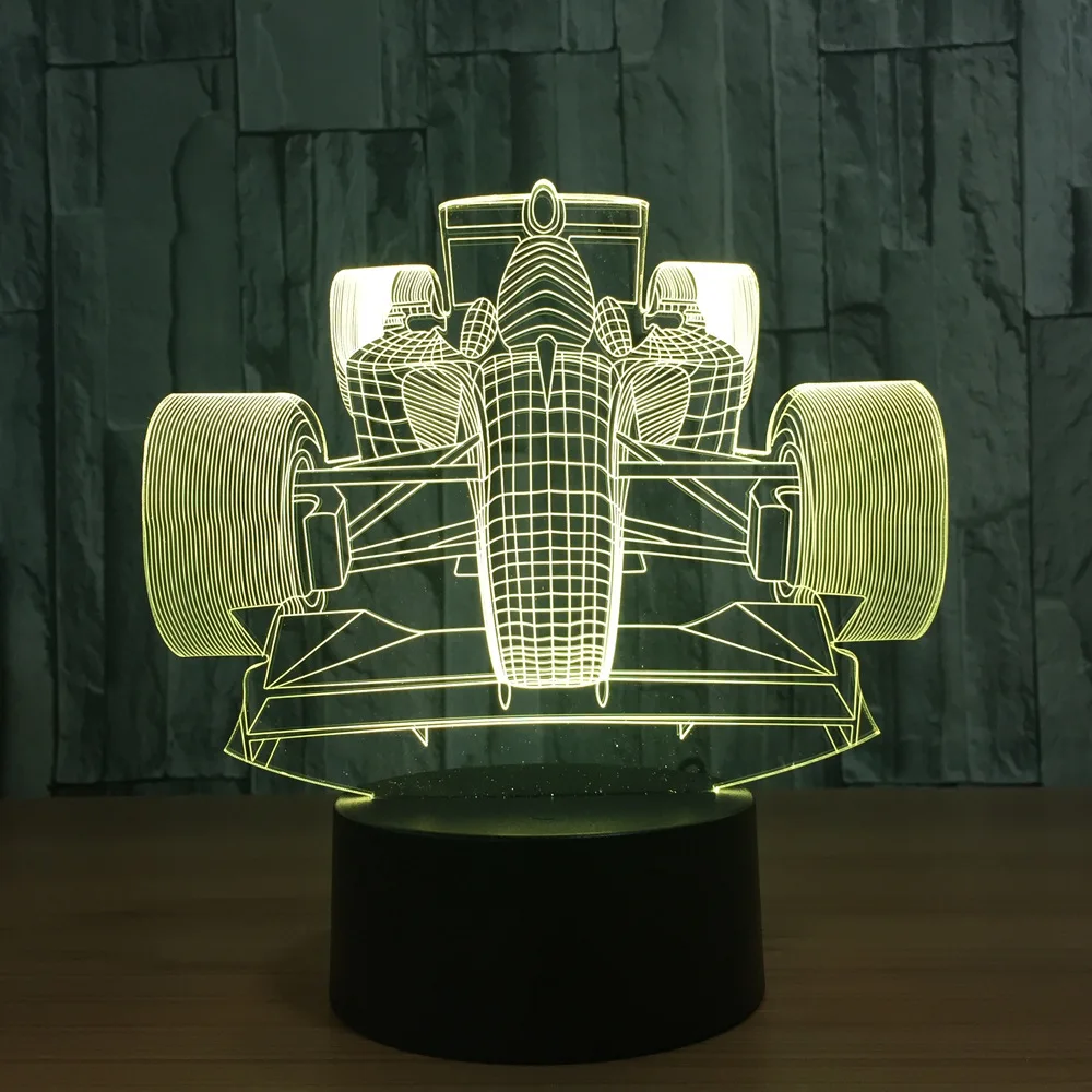 Гоночный автомобиль 3D Новинка светильник Лампада Светодиодный лампа