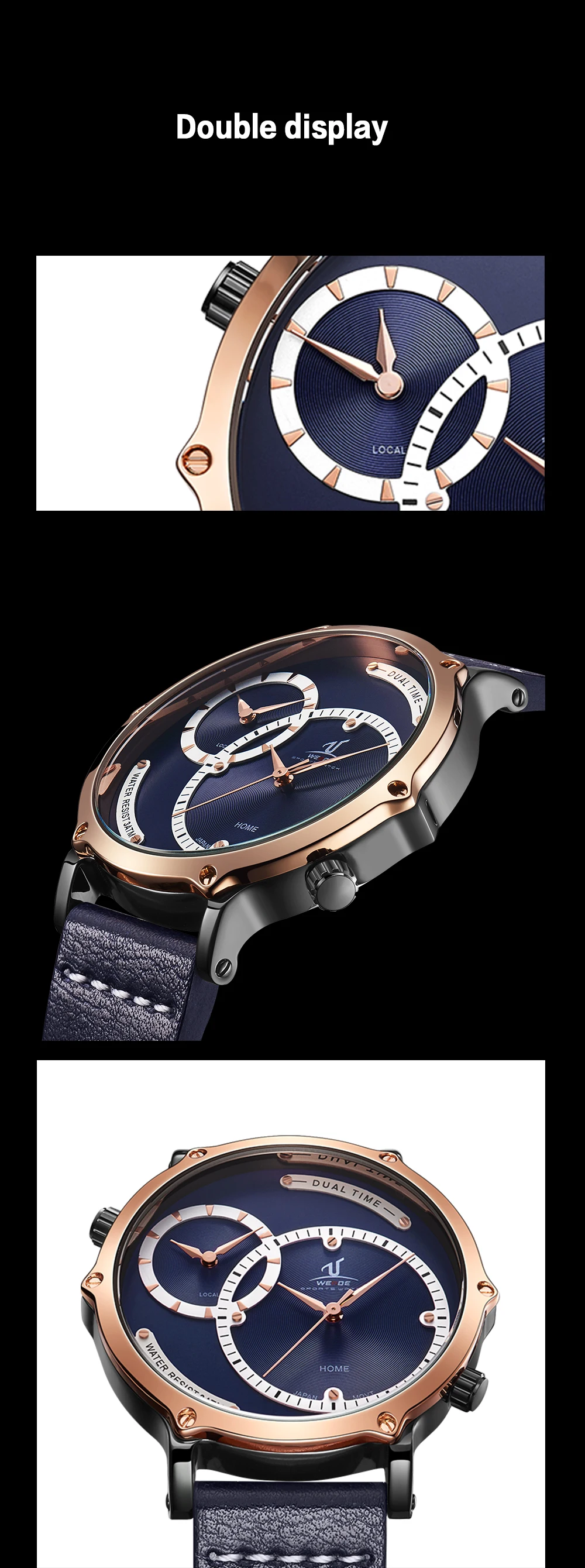 Weide несколько часовых поясов будильник Дата спортивные часы Цифровые кварцевые наручные часы мужские лучшие брендовые Роскошные Синие часы с циферблатом