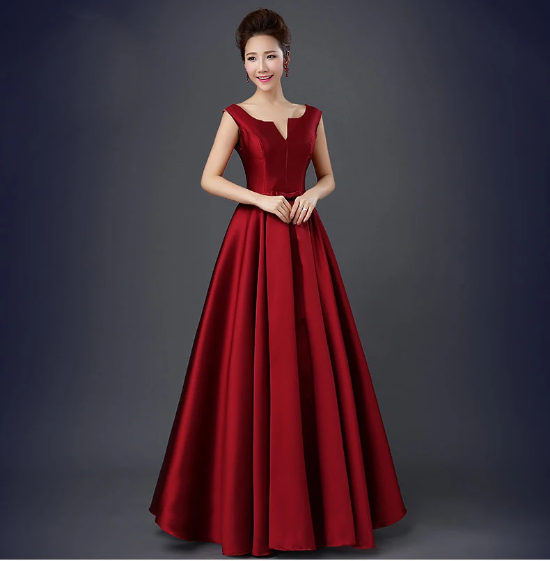 Vestidos de festa vestido longo para casamento новые сексуальные атласные трапециевидные платья с v-образным вырезом фиолетового цвета, цвета шампанского, черного цвета, бордовые платья для подружки невесты - Цвет: burgundy