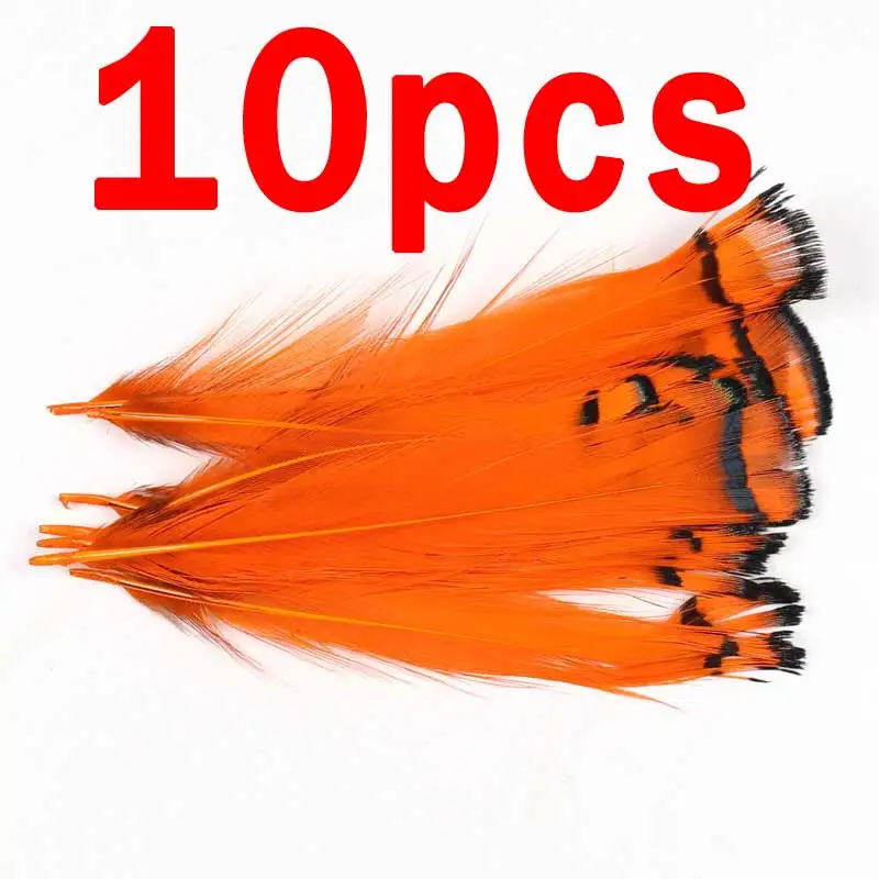 10pcs orange 10 шт., рыболовные мушки, Алмазный фазан, перо, Типпет, Нимфа, мокрый стример, крыло, бирка, хвост, материал для вязания мушек, лосось, сталь - Цвет: 10pcs orange