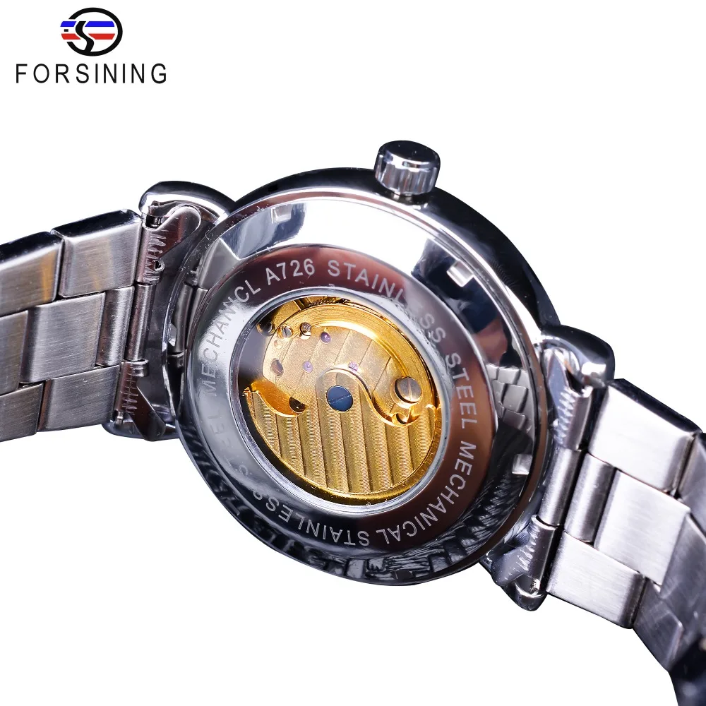 Forsining 2019 Royal Moon Phase золотые прозрачные часы мужские автоматические топ бренд