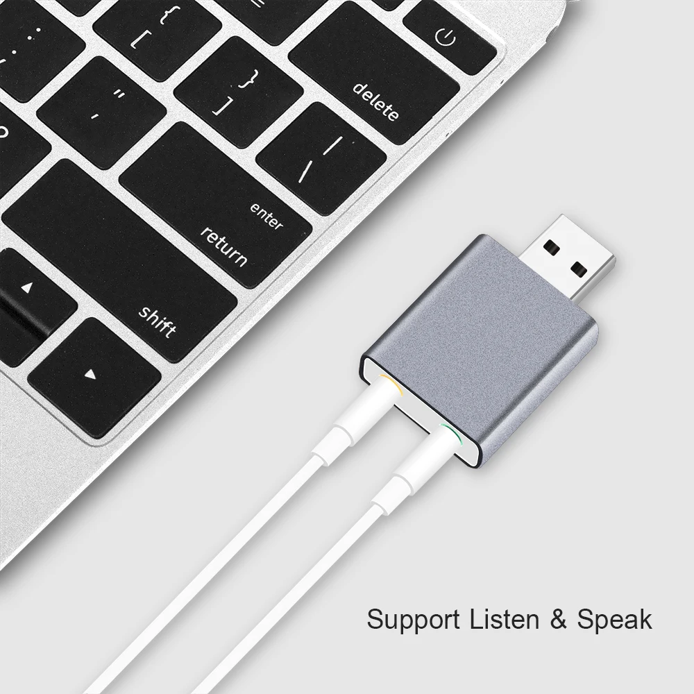 GOOJODOQ External USB Sound Card Ultra-portable HIFI Magic Voice 7.1CH Microphone-in Audio-out port Free Drive Plug | Компьютеры и