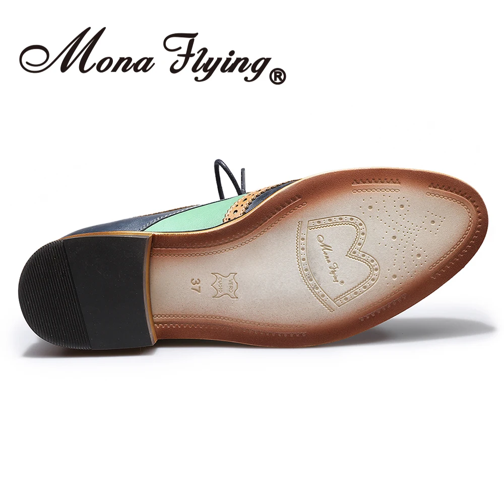 Mona flying/женские кожаные Разноцветные Туфли-оксфорды на шнуровке с перфорацией типа «броги»; туфли дерби; женские B098-01