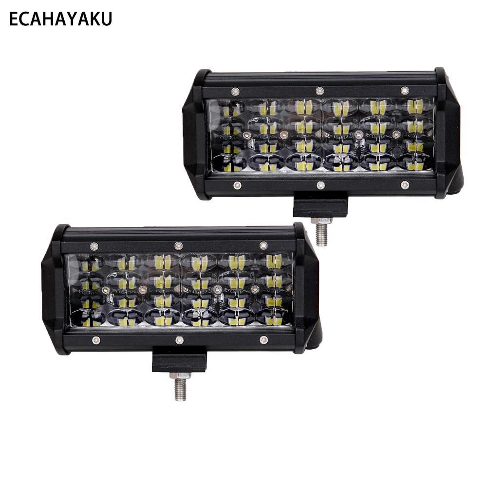 

2 шт. ECAHAYAKU 4 ряда 7 дюймовый светодиодный бар светильник s 72W фары для 7200LM 12V Водонепроницаемый противотуманного светильник для внедорожных Гр...