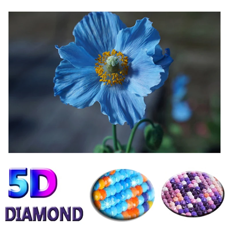 DIY 5D алмазная картина полная дрель синий цветок Алмазная мозаика вышивка