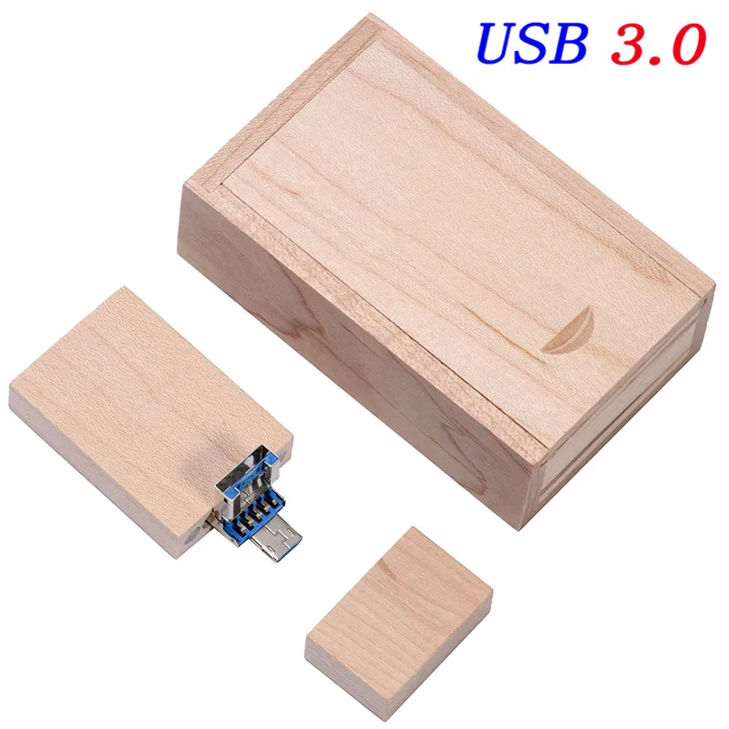 Maple wood with box JASTER Дерево+ коробка USB 3,0 2 в 1 интерфейс флэш-накопитель Флешка 4 ГБ 16 ГБ 32 ГБ 64 Гб 128 ГБ флэш-накопитель подарок(более 10 шт бесплатный логотип - Цвет: Maple wood with box