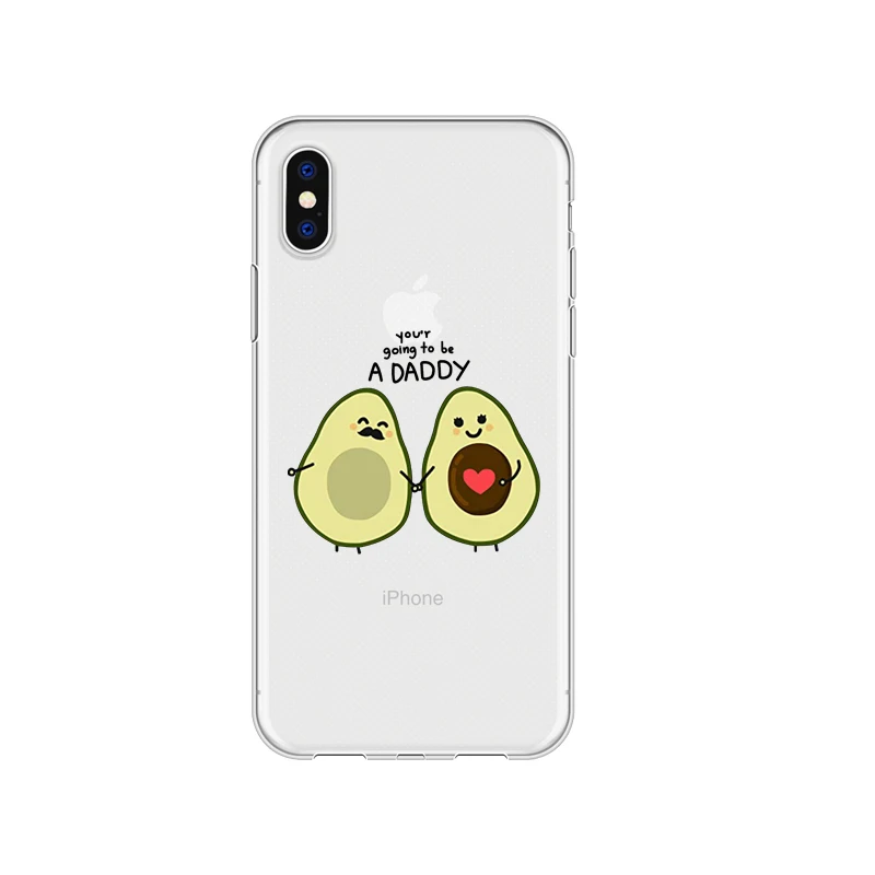 A201784 Мультяшный чехол для телефона, чехол для iPhone XR 7 8 Plus X XR MAX 5 SE Plus, милый забавный Прозрачный чехол для телефона с авокадо для iPhone 6 6s - Цвет: A201784