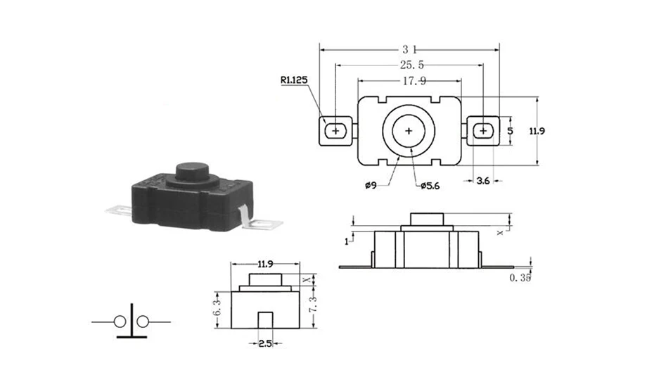 10 шт. KAN-28 1.5A250V переключатели для фонарика самоблокирующиеся SMD типа 18x12 мм кнопочные переключатели 1812-28A