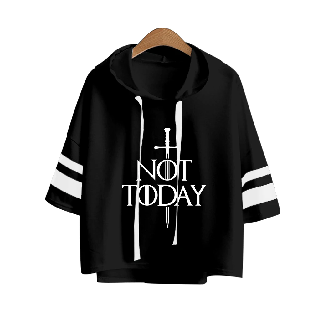 Not Today Fashion Printed Three Quarter Hooded Tshirts Women Summer Short Sleeve T-shirt 2019 Hot Sale Casual Streetwear Clothes | Женская