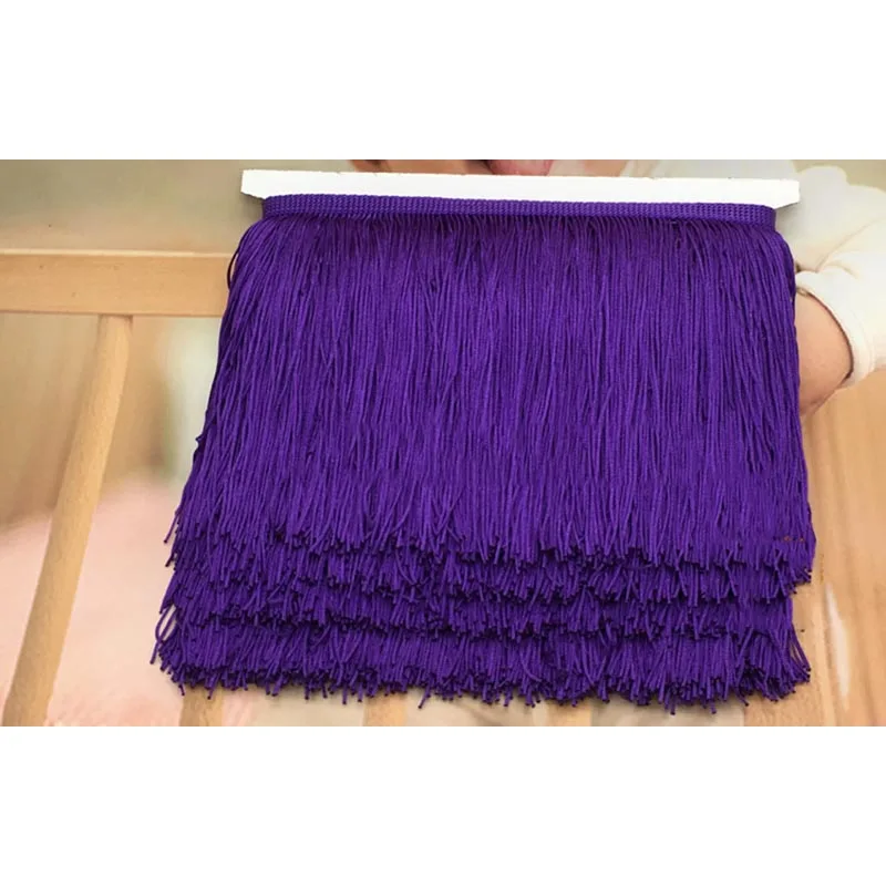 purple Meetee 5/10 ярдов/15/20/30 см латинские с бахромой и отделкой кружевное полотно платье для танцев Самба Стадия Декор полиэстер Костюмы лента AP619 - Цвет: purple