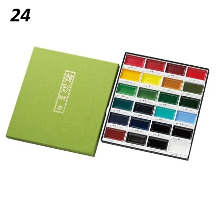 Basics 24lcolor ZIG Kuretake пигмент Gansai Tambi Акварельная краска Звездная/жемчужная/драгоценные камни цвета японский твердый пигмент для рисования товары для рукоделия - Цвет: Basics 24lcolor