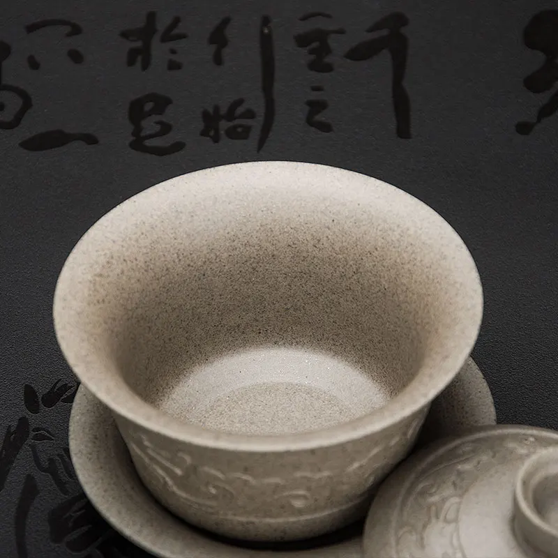 Чайный сервиз gaiwan dragon relief фарфоровая чаша с покрытием ручной работы китайские