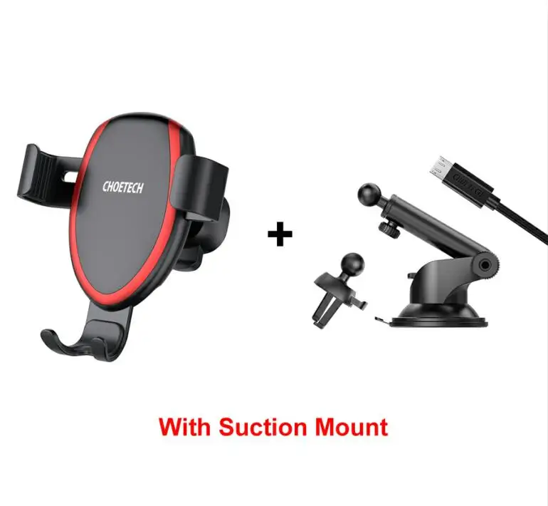 With Suction Mount CHOETECH автомобильное беспроводное зарядное устройство для зарядки телефона держатель для iPhone Xs Max Xr X телефон быстрое автомобильное крепление Беспроводная зарядка для samsung S8 - Тип штекера: With Suction Mount