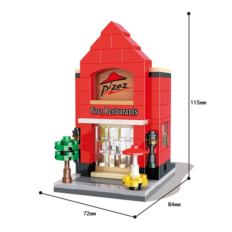 6412 no box Мини город уличный магазин игрушек розничный магазин 3D модель McDonald KFCE кафе Apple миниатюрный строительный блок для детей совместимый - Цвет: 6412 no box