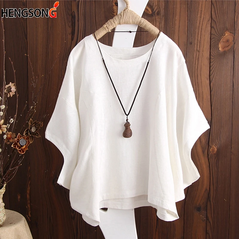 HNEGSONG Female T-Shirt Summer Women Batwing Sleeve Tshirt Solid O-Neck Short Loose Tee Tops Women's Clothing 721387 | Женская