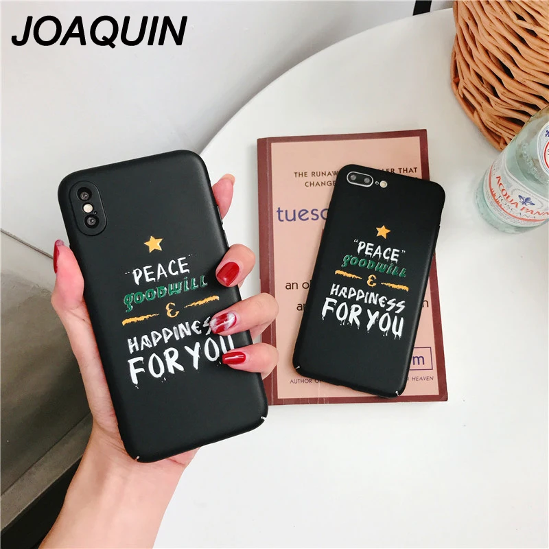 Модные черные чехлы для телефонов с надписью Peace goodwill iPhone 6 6S 7 8 Plus X Матовая