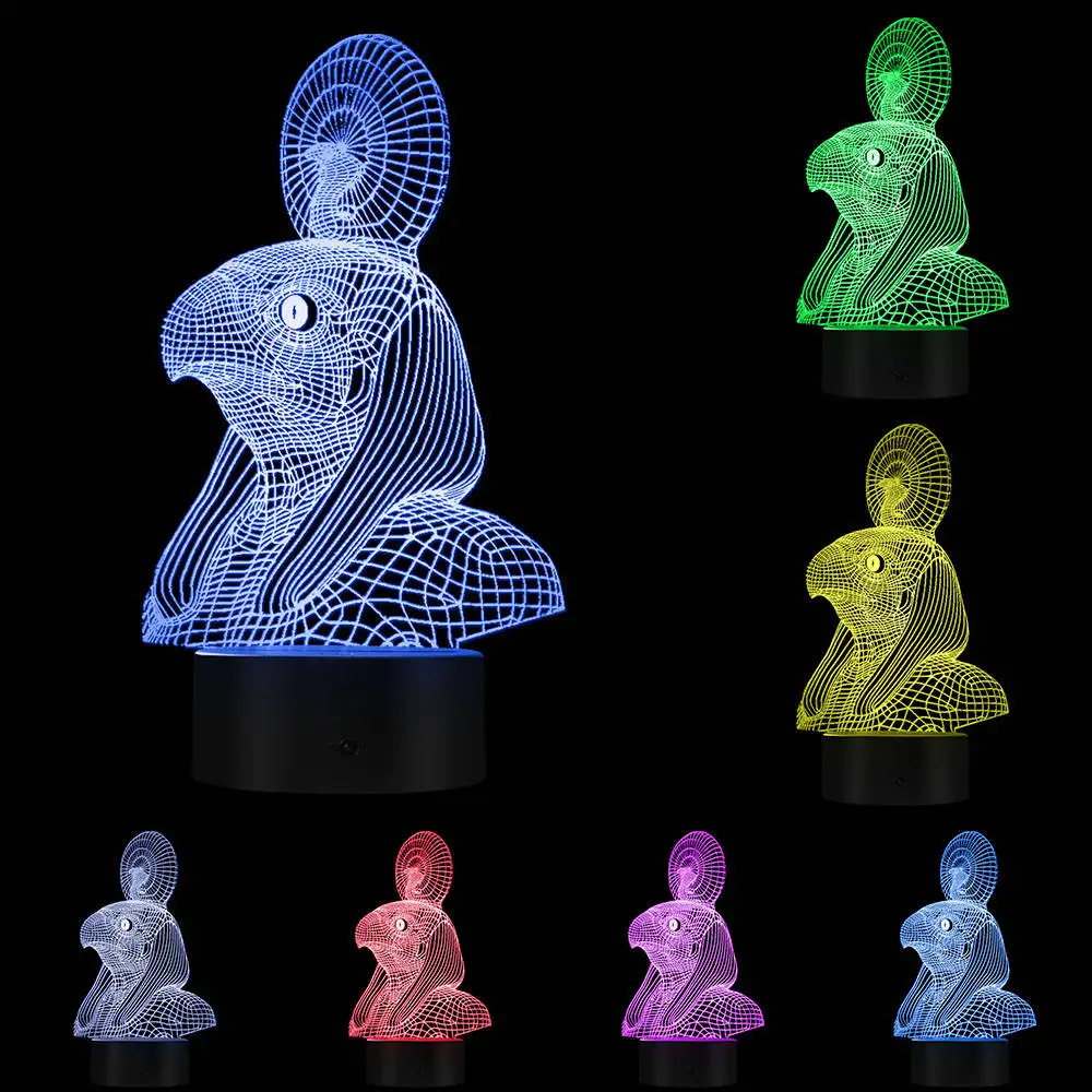 Plastic Base Винтажный бог солнца Египетский Horus Falcon God ночник египетская мифологическая 3D Оптическая иллюзия ночной Светильник Новинка Настольная лампа - Цвет: Plastic Base