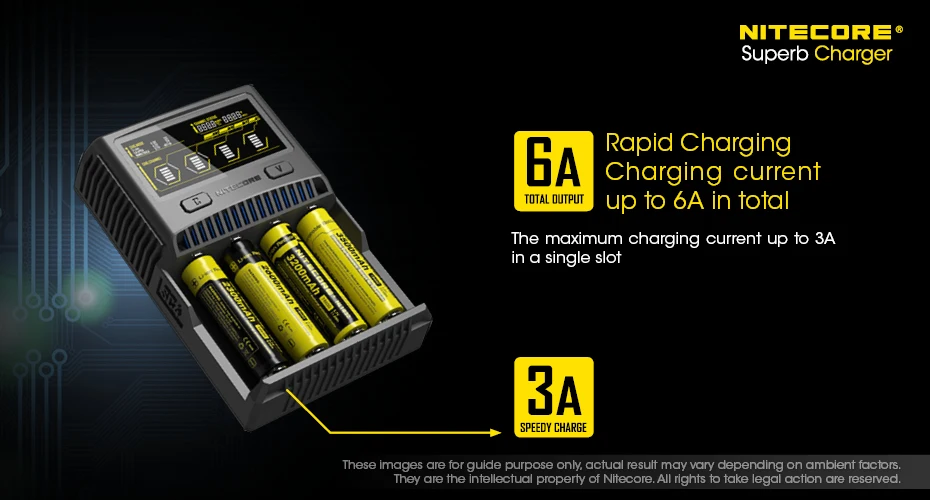 SC4 зарядный ток SC4 Superb charger составляет до 6A в общей сложности и максимальный зарядный ток до 3A в одном слоте s