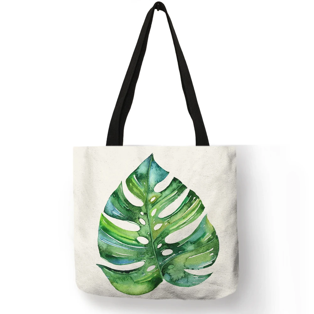 Горячая Monstera Deliciosa элемент сумки шопперы для женщин многоразовые покупок ткань
