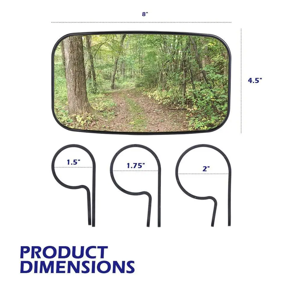Large Adjustable UTV 1.5" 1.75" 2" Clamp Side Center RearView Mirror for Polaris RZR for Can-Am Commander 1000 for Artic Cat