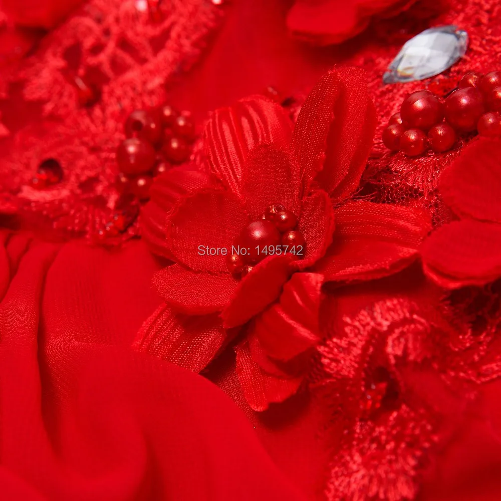 Red Evening dress 2014 new bride sexy perspective red lace flower wedding party good quality plus size prom dinner | Свадьбы и